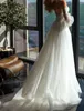 A-Line Wedding Dress V Neck Satin Tulle Long Puffy Sleeve Country Bridal Party Gowns for Women 2023 Vestidos de Noiva