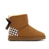 2023 New Style uggitys Snow boots fashion Australia Heel check bow Design Woolen boots for women classic Medium bootss Winter warm shoes black/brown size 35-43