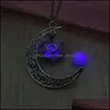 Pendentif Colliers Glow In The Dark Moon Love Collier Noctilucence Médaillon Pendentif Colliers Femmes Mode Bijoux Drop Delivery Penda Dhtkp