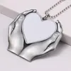 Sublimation metal Ornaments Hand holding heart decoration party supplies car hang decorations 1116