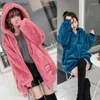 Frauen Pelz Winter Mantel Frauen 2022 Mit Kapuze Kragen Plus Samt Verdickung Faux Hoodie Damen Pullover Lose