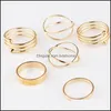 Bandringen Gold Knuckle Combine Joint Ring Band tenen Ringen voor Women Fashion Jewelry Set Drop Delivery Dhixi