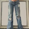 Jeans femminile weeep vintage stella tascabile cucitura pantaloni di jeans dritti donne y2k streetwear pantaloni casual harajuku bassa ascesa capris 221115