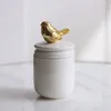 Bouteilles de stockage Gold Animal Cover Pots en céramique avec couvercle Nordic Simple Bird Doré Blanc Cosmétique Conteneurs Snack Candy Jar Mariage