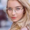 Sonnenbrillenrahmen 2021 Neue Mode Sexy Metall Quadratische Anti-blaue Brillengestell Frauen Vintage Optische transparente Brillen Weibliche Brillen T2201114