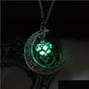 Pendentif Colliers Glow In The Dark Moon Love Collier Noctilucence Médaillon Pendentif Colliers Femmes Mode Bijoux Drop Delivery Penda Dhtkp