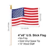 Decoração de festa 10pcs American Hand Bands Ondulou Small On Stick Mini Flag Durable com um design de topo seguro para