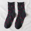 Vrouwen sokken stijl dames donkere bloemen kleine middelste buis katoen verse college winddame's vrouw's stapel