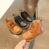 Boots Cozullaa الأطفال الخريف للجنسين كلاسيك الدانتيل Brogue Leather Shoes Kids Girls Boys Calkle Size 21-30 221116