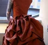 Vintage Victorian Bustle Evening Dresses Ruched Sleeveless Taffeta Formal Occasion Prom Gowns Vampire Masquerade Halloween Dress Steampunk Gothic Vestido