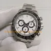 18 Couleur Automatique Chronographe Montres Hommes 40mm Cadran Blanc Lunette En Céramique Bracelet En Acier Cal.7750 Mouvement Chrono Work Sport Montre Mécanique