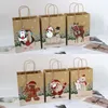 Bolsas de armazenamento 6pcs Presente de Natal Santa Kraft Saco de papel com decoração de alça