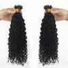 Curly Remy Hair Nano Ring Tip Micro Beads Malaysian Natural Color Human Hair Extensions