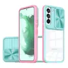 Transparent Cases Slide Camera Protection Clear Acrylic Back Cover Soft TPU Bumper For Samsung S20 S21 FE S22 Plus S23 Ultra A12 A03 Core A02S A03S A13 A23 A53 A73