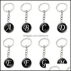 Key Rings 26 English Letters Time Gemstone Keychain Sier Glass Cabochon Key Chain Keyrings Hangbag Hangs Fashion Accessories Drop De Dhgrd