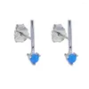 Boucles d'Oreilles Or Argent Couleur 925 Sterling Minuscule Mini Mignon Femmes Bijoux Blanc Bleu Opale Pierre Bar Goujons Boucle D'oreille