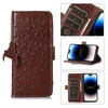 Genuine Leather Ostrich Flip Wallet Cases for Google Pixel 7 Pro 7 Retro Business Stand Cover