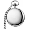 Pocket Watches Silver Mirror Mechanical Watch For Men Women Steampunk FOB Chain Skeleton Dial Classic Clock Male Relogio Masculino