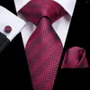 Cravates d'arc Hi-Tie Mens Cadeau Cravate Set Vin Rouge Bourgogne Paisley Mariage De Soie Pour Hommes Design De Mode Qualité Hanky Bouton De Manchette Goutte