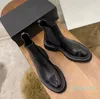 Chelsea Boots Half Boot High Top Shoes Knight Boots New Black Leather Ankle Platform Slip-On Round Flat Booties Chunky Luxury Designer pour femmes à talons épais 0222