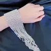 Link Bracelets Trendência da moda Fluxo de camurça longa feminina Pulveração de shinestone Jóias artesanais Bride Crystal Gift Wholesale