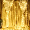 Strings LED Curtain Lights Starry Christmas String Light Icicle Fairy Decorative Iluminação para jardim de quarto Garden