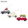 Christmas Decorations Wooden Painted Colorful Car Tree Hanging Decor Pendant For Happy Year Xmas Ornaments 2022 Navidad Gifts