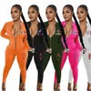 2024 Designer Brand Women Jumpsuit Letter Print Overges Bodycon One Piece Outfits kläder Lång ärm Romper Pants Stand Collar Jumper Suits grossist 8961-3