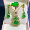 CHRISOPRASE CHRYSOPRASE 925 SIGILTÀ Orecchini anelli intarsiati in oro d'oro set di regali da 3 donne