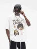 Homens camisetas Designer Kanyes Clássico Wests Camiseta Pintado à Mão Tranças Sujas Pequenos Espinhos Pretos Rei Padrão High Street Hip Hop Homens e Mulheres Loose Tee