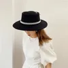 Bérets Fedora chapeau femmes 2022 perle broche laine dôme femme mode britannique all-match personnalité feutre Jazz