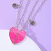 Pendentif colliers Lovecryst 2 pièces/ensemble lumineux en forme de coeur paillettes couture amis pour enfants filles mode amitié cadeaux