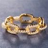 Mode Rose Gold Color Man Ring Cubic Zirconia Hollow Chain Shape Rings för kvinnor Trendiga smycken Tillbehör