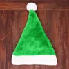 Noel Elf Şapkası Kısa Peluş Renkli Kırmızı Pembe Yeşil Mavi Noel Baba Şapkaları Yetişkin RRC425