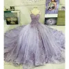 Licht Paars Quinceanera Jurken Sweet 16 Meisje Baljurk Applicaties Crystal Verjaardagsfeestje Prinses Toga vestidos de 15