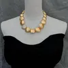 Choker Y.Iny Cultured White Coin Keshi Pearl Brushed Bead Necklace Gradated Chokers Trend Fashion Jewelry
