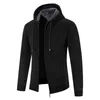 Maglioni da uomo Inverno caldo Cardigan da uomo con cerniera con cappuccio Uomo in pile Slim Fit Maglione lavorato a maglia solido Maschile Addensato Capispalla Cappotto Abbigliamento