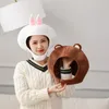 Bérets joli chapeau en peluche ours de dessin animé, oreilles d'animaux 3D, jouet en peluche, couvre-chef chaud, casquette à oreillettes, accessoires de fête de vacances