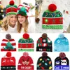 Cappelli natalizi Maglione Cappello berretto lavorato a maglia con alce di Babbo Natale con LED illuminato Cartoon Patteren Regalo di Natale per bambini Capodanno RRA590