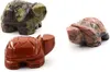 Escultura de estatua de figuras de animales de piedra de bolsillo de tortuga de cristal de piedras preciosas de tortuga talladas a mano de 1,5 pulgadas