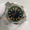 2 -stijl automatisch horloge heren 40 mm groen kristal oranje hand zwarte wijzerplaat luminous 904L stalen armband gmf mechanische cal.3131 bewegingshorloges
