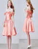 2016 Peach Short Prom Party Dresses A Line Knee Length Back Lace up Bow Cute homecoming Gowns Vestidos de Fiesta8600912