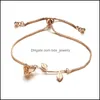 Charm Bracelets Flower Rose Pl String Adjustable Bracelet Gold Chains Women Bracelets Fashion Jewelry Gift Drop Delivery Dhulp