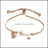 Charm Armbänder Blume Rose Pl String Verstellbares Armband Goldketten Frauen Armbänder Modeschmuck Geschenk Drop Lieferung Dhulp