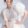 Casual Dresses 2022 Woman Dress Sheath Puff Buble Short Sleeve Mini Tutu Layerd Above Knee White Elegant Pretty Party Girls Clothes