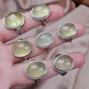 Fedi nuziali 1pc Casuale Prehnite ovale naturale Pietra Dito Grande Cabochon Gemme grezze Anello aperto in cristallo di quarzo per coppie amante Regalo del partito