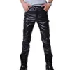 Calça masculina masculino casual de cor sólida Botão de couro magro de motocicletas clube de motocicletas 221116