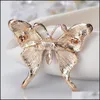 Broches Broches Peinture Émail Papillon Broche Femmes Cristal Diamant Cor Écharpe Boucle Broches Mode Bijoux Cadeau Drop Delivery Dh9Gc