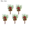 Flores decorativas 5/10pcs Decoração de Natal A agulhas de pinheiros artificiais FALHAS FRANÇES GRANGEIRA PARA GRANHOS DE DECORAÇÃO DE HOME DE NASS