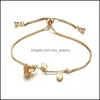 Charm Bracelets Flower Rose Pl String Adjustable Bracelet Gold Chains Women Bracelets Fashion Jewelry Gift Drop Delivery Dhulp